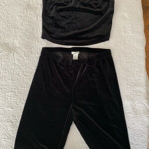 Black Velvet Tube Top and Biker Shorts stretchy Set